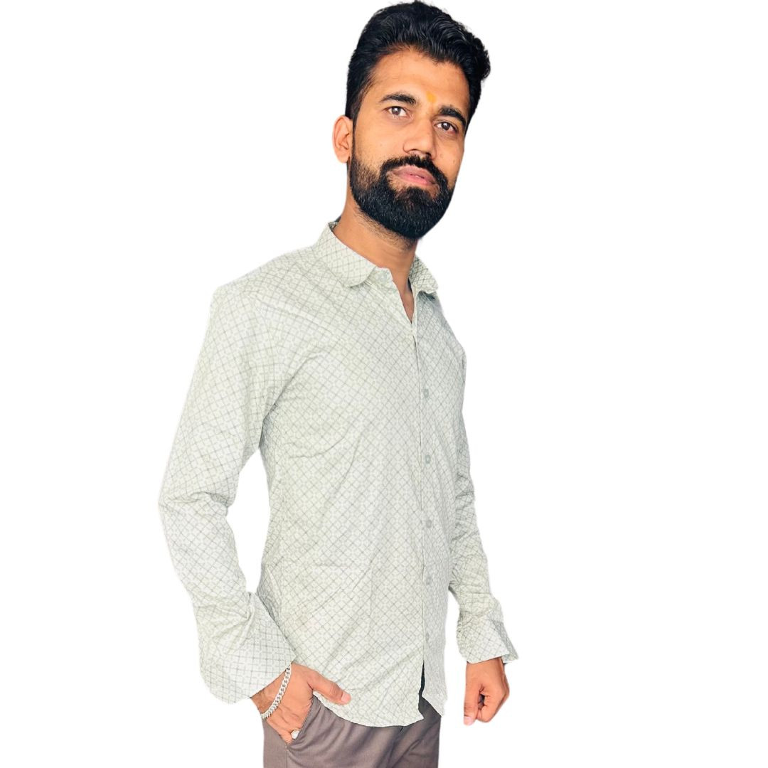 Hunter Men's lite gray colour printed shirt21