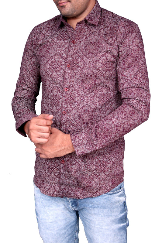 Hunter's men mahroon printed shirts A2